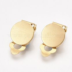 304 Stainless Steel Clip-on Earring Findings, with Round Flat Pad, Flat Round, Golden, Tray: 10mm, 18x10x6mm, Hole: 3mm