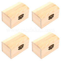 Gorgecraft 4pcs boîte à couvercle rabattable en bois rectangle, avec des fermoirs métalliques, pour le collier, boîtes à bijoux boucles d'oreilles, bisque, 8.9x5.5x5 cm, 4 pcs