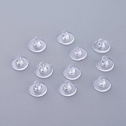 Auricolari di plastica, chiusure per orecchini con frizione a pallottola con cuscinetto, per stabilizzare orecchini pesanti, chiaro, 6x10mm, Foro: 0.5 mm