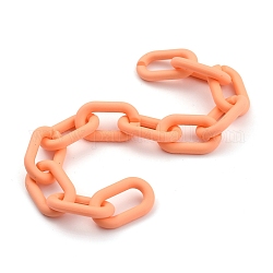 Cadenas de cable de acrílico hechas a mano, oval, para la fabricación de la joya, peachpuff, link: 27x16.5x4 mm, 39.37 pulgada (1 m) / hebra