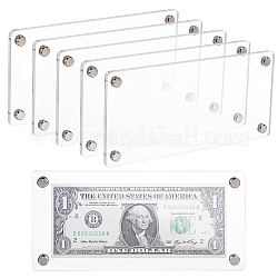 Chgcraft 6 borse display acrilico con cornice per valuta, cornice per la raccolta di banconote da un dollaro, rettangolo, con viti, fumo bianco, tavola: 190x90x2.5 mm, Foro: 4 mm, 2pcs/scatola