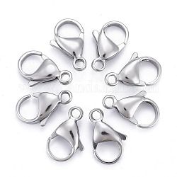 304 Stainless Steel Lobster Claw Clasps, Parrot Trigger Clasps, Manual Polishing, Stainless Steel Color, 15x9x4mm, Hole: 2mm