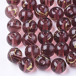 Transparente Glasperlen, Runde, lackierter Stil, indian red, 8 mm, Bohrung: 1.5 mm