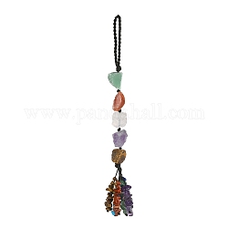 Pepite decorazioni pendenti in pietre preziose naturali, filo di nylon intrecciato e ornamenti pendenti con nappe con chip di pietre preziose, 190mm