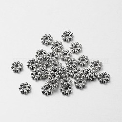 Alliage daisy séparateurs perles de style tibétain, argent antique, 6x1.8mm, Trou: 1mm