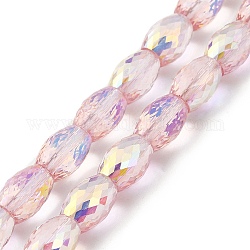 Trasparenti perle di vetro placca fili, ab colore, sfaccettato, ovale, roso, 11x8mm, Foro: 1.4 mm, circa 60pcs/filo, 27.17'' (69 cm)