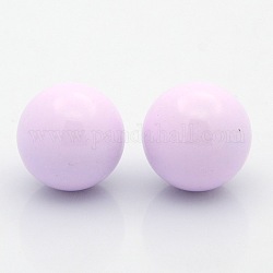 No Hole Spray Painted Brass Round Ball Beads Fit Cage Pendants, Lilac, 18mm