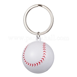 Porte-clés pendentifs à thème ballon de sport en plastique abs, avec porte-clés fendus, baseball, 6.2 cm, pendentifs: 36x32x32 mm