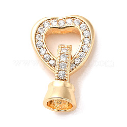 Ottone micro spianare pendenti zirconi, cuore, oro chiaro, 18.5mm