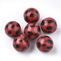 Gedruckt Acrylperlen, Runde, rot, 11.5~12x11 mm, Bohrung: 1.8 mm