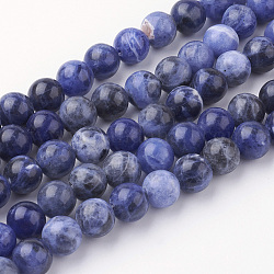 Chapelets de perles en sodalite naturel, ronde, Grade a, 8~8.5mm, Trou: 1mm, Environ 45~47 pcs/chapelet, 14.9 pouce (38 cm)