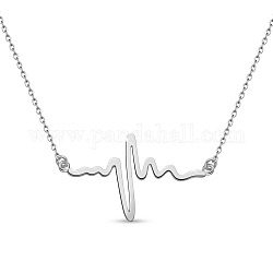 Ожерелья Shegrace с родиевым покрытием из стерлингового серебра 925 пробы, с кабельными цепями, сердцебиение, платина, 14.17 дюйм (36 см)