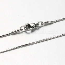 304 Edelstahl Schlangenketten Halsketten, mit Karabiner verschlüsse, Edelstahl Farbe, 17.7 Zoll (45 cm), 0.9 mm