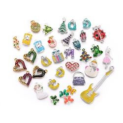 Alloy Enamel Pendants, Mixed Shapes, Mixed Color, about 9~24mm wide, 13~31mm long, 1~5mm thick, hole: 1~3mm