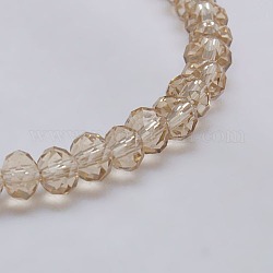 Transparent Glass Bead Strands, Faceted, Rondelle, BurlyWood, 8x6mm, Hole: 1mm, about 68~70pcs/strand, 17.3 inch