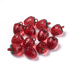 Ciondoli acrilici corea trasparenti, fragola, rosso, 18.8x13.5x13.5mm, Foro: 3 mm