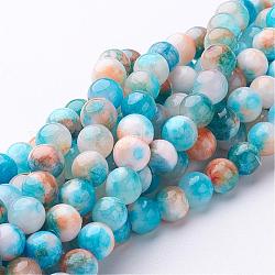 Naturali persiano perle di giada fili, tinto, tondo, cielo azzurro, 6mm, Foro: 1 mm, circa 62pcs/filo, 16 pollice
