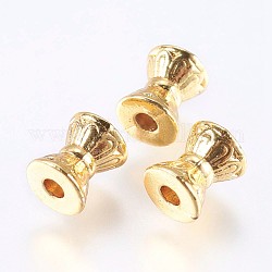 Legierung Tibetische Perlen, echtes 18k vergoldet, Doppelkegel, golden, 7x6 mm, Bohrung: 2 mm
