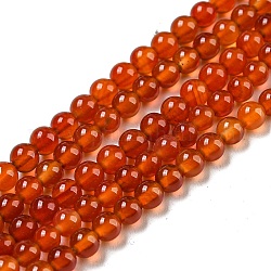 Natürlichen Karneol-Perlen Stränge, gefärbt, Runde, 3 mm, Bohrung: 0.5 mm, ca. 130 Stk. / Strang, 16.3 Zoll