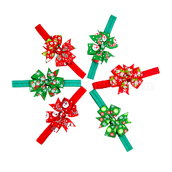 女の子用のクリスマス伸縮性のあるベビーヘッドバンド  ヘアアクセサリー  グログラン弓のついたもの  ミックスカラー  13.4インチ〜14.2インチ（340~360mm）