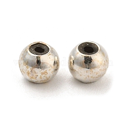925 perles d'arrêt en argent sterling, avec caoutchouc à l'intérieur, ronde, couleur d'argent, 4mm, Trou: 0.8mm