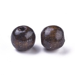 Perles en bois teintées, ronde, sans plomb, brun coco, 16x15mm, Trou: 4mm