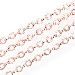 Brass Cable Chains  Soldered  with Spool  Flat Oval  Rose Gold  2x1.8x0.2mm  about 9.84 Feet(3m)/Roll