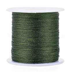 Полиэфирная плетеная металлическая нить, для изготовления и вышивки плетеных браслетов своими руками, темно-оливковый зеленый, 0.4 мм, 6-слойные, около 54.68 ярда (50 м) / рулон