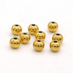Perles en 201 acier inoxydable, ronde, or, 8x7mm, Trou: 1.8mm