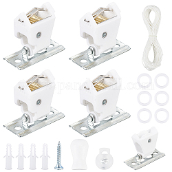 SUPERFINDINGS 2Pcs Plastic Iron Spring Cord Locks and 2Sets Window Blind Curtain Accessories, White, Locks: 22x18x13.5mm, Curtain Accessories: 13x2mm and 32x19mm