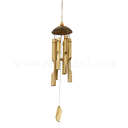 Carillons éoliens en tube de bambou, décorations de pendentif en bois de noix de coco, verge d'or, 640x100mm