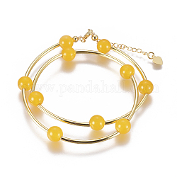 Les bracelets d'enveloppe agate naturelles, deux boucles, avec les accessoires en laiton plaqués or, jaune, 14-5/8 pouce (37.2 cm)