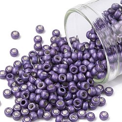 Toho perles de rocaille rondes, Perles de rocaille japonais, mat, (567f) violet mat galvanisé, 8/0, 3mm, Trou: 1mm, à propos 222pcs / bouteille, 10 g / bouteille
