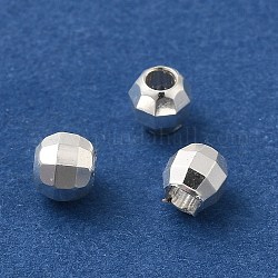 Brass Spacer Beads, Faceted, Barrel, 925 Sterling Silver Plated, 5x4mm, Hole: 2mm