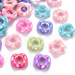 Perles acryliques opaques, teinte, couleur ab , donut, couleur mixte, 12.5x4mm, Trou: 4.5mm