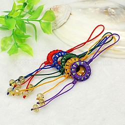 Fashion Mobile Straps, with Colorful Shell Beads, Nylon Thread and Rondelle Glass Beads, Rondelle, Mixed Color, 135mm
