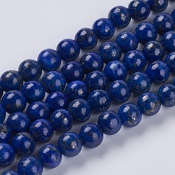 Natürlicher Lapislazuli Perlenstränge, Klasse A, Runde, 6 mm, Bohrung: 1 mm, ca. 62 Stk. / Strang, 15 Zoll