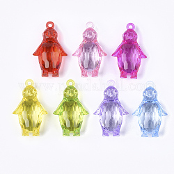 Colgantes de acrílico transparentes, facetados, pingüino, color mezclado, 48x29x16mm, Agujero: 3 mm, aproximamente 68 unidades / 500 g