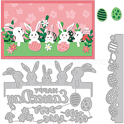 Benecreat 2 Stück Happy Easter Day Stanzschablonen, Kaninchen-Gras-Ei-Muster-Schablonenvorlagen aus Kohlenstoffstahl für das Scrapbooking, Kartenherstellung, prägen diy papierkarte