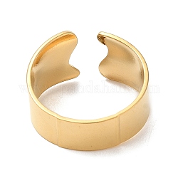 Placcatura ionica (ip) 304 anello per polsino aperto semplice in acciaio inossidabile da donna, vero placcato oro 18k, misura degli stati uniti 8 1/2 (18.5mm)