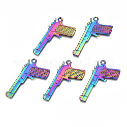 Ciondoli in lega color arcobaleno,  cadmio& piombo libero, pistola, 23x41x2mm, Foro: 2 mm