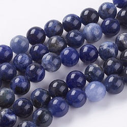 Chapelets de perles en sodalite naturelle, ronde, 8mm, Trou: 1mm, Environ 24 pcs/chapelet, 7.6 pouce