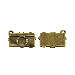 Tibetan Style Alloy Camera Charm Rhinestone Settings, Cadmium Free & Nickel Free & Lead Free, Antique Bronze, Fit for 5mm rhinestone, 13x18x2.5mm, Hole: 2mm, about 529pcs/1000g
