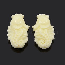 Synthetic Coral Beads, The Undersea World Series, Sea Horse, Dyed, Beige, 19x12x5mm, Hole: 1mm