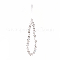 Perles de strass en verre et argile polymère rondelle chaînes de dragonne de téléphone, décoration d'accessoires mobiles, clair, 17 cm