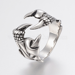 316 хирургическое кольцо на палец из нержавеющей стали, широкая полоса кольца, коготь, античное серебро, размер 11, 21мм