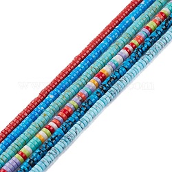 Chapelets de perles en turquoise synthétique, teinte, perles heishi, Plat rond / disque, couleur mixte, 4x1mm, Trou: 1mm, 15.24~16.06 pouce (38.7~40.8 cm)