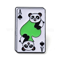 Spille in lega di zinco nera, carta da gioco con spille smaltate panda per uomo donna, vanga, 30x20.5x1.5mm