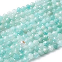 Chapelets de perles en amazonite naturel, ronde à facettes, 3mm, Trou: 0.8mm, Environ 118~130 pcs/chapelet, 15.4 pouce