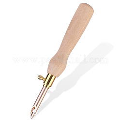 Pluma de aguja perforada de acero inoxidable, herramienta de punzonado de agujas, con mango de madera, peachpuff, 80mm